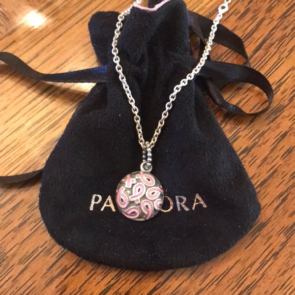 Hppandora Breast Cancer Ribbon Necklace 